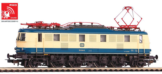 locomotive electrique PIKO Loco elec. BR118 beige/bleu son