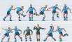 figurine Preiser Equipe de football bleu clair figurine Preiser Equipe de football bleu clair