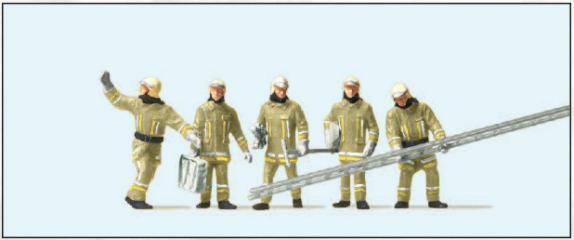 figurine Preiser Pompiers uniforme beige