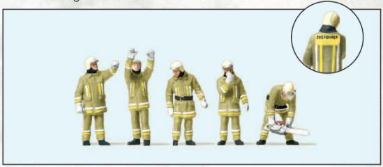figurine Preiser Pompiers uniforme beige 